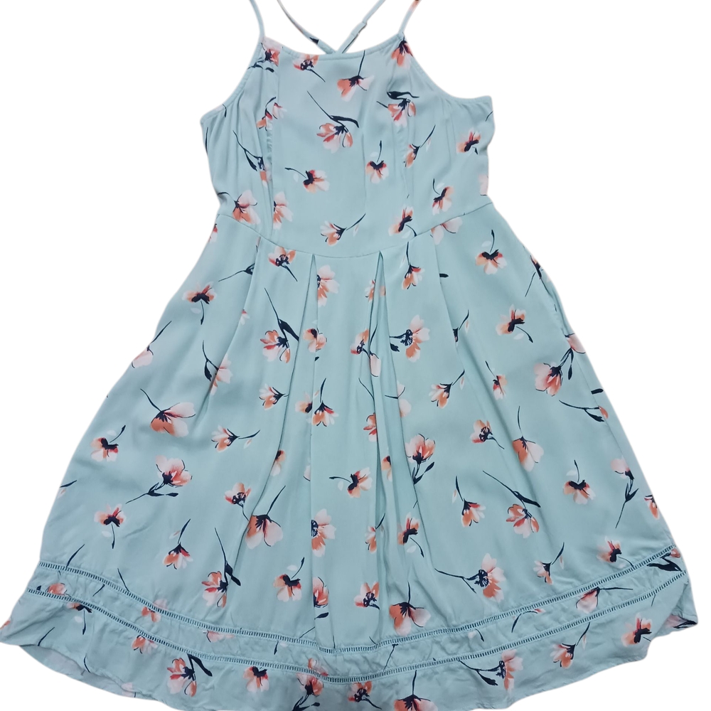 SO Floral Print Casual Dress - Blue and Pink